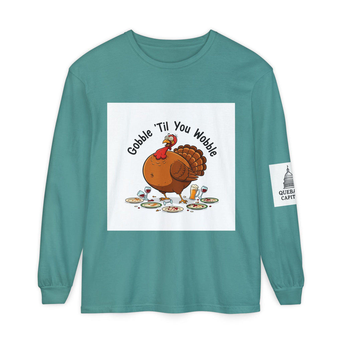 Thanksgiving Turkey Long Sleeve T-Shirt, Fall Apparel, Unisex Tee, Holiday Gift, Family Gathering Shirt, Gobble 'Til You Wobble
