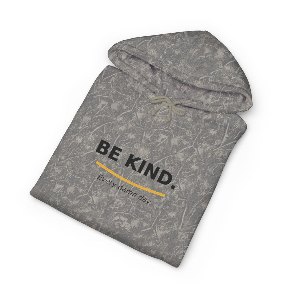 Be Kind Hoodie - "Be Kind. Every damn day." Minimal Positive Message Hooded Sweatshirt