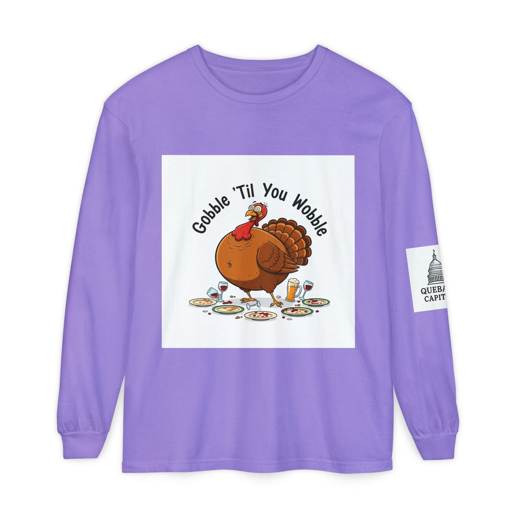 Thanksgiving Turkey Long Sleeve T-Shirt, Fall Apparel, Unisex Tee, Holiday Gift, Family Gathering Shirt, Gobble 'Til You Wobble