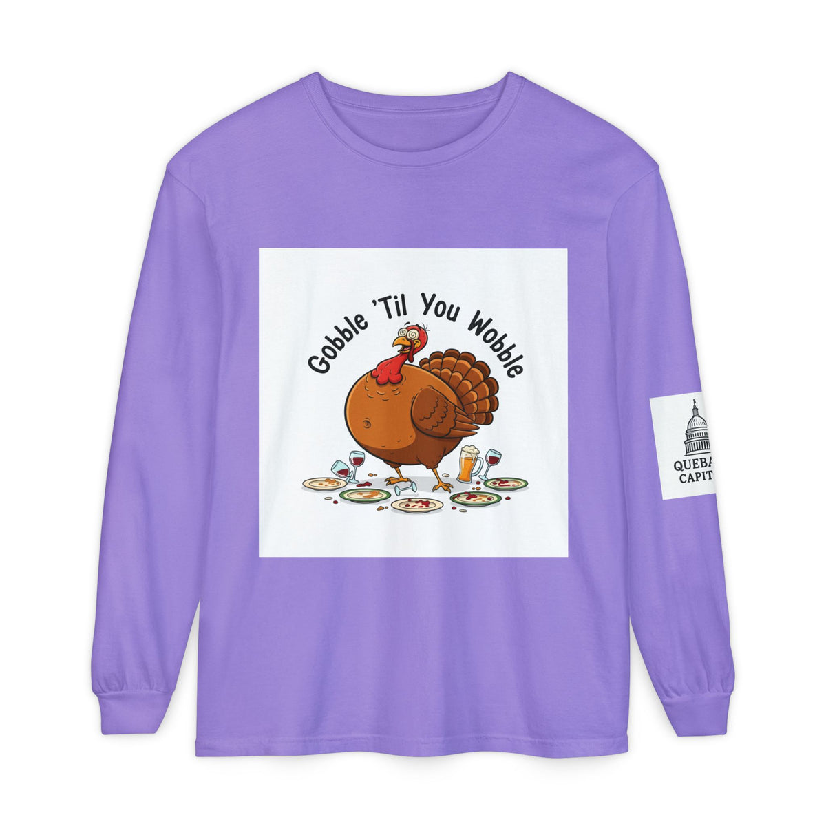 Thanksgiving Turkey Long Sleeve T-Shirt, Fall Apparel, Unisex Tee, Holiday Gift, Family Gathering Shirt, Gobble 'Til You Wobble